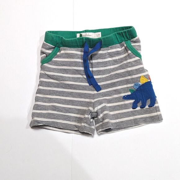 Baby Boden Shorts Boys Size 6-12m Gray Stripe Dinosaur Applique - Picture 1 of 5